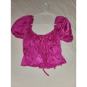 Pink tied front crop top